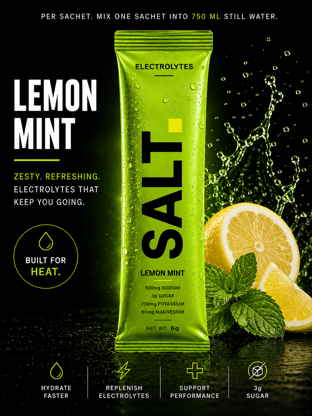 SALT Lemon Mint — Zesty. Cooling. Built for heat.